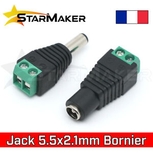 Fiche Jack DC 5.5x2.1mm Mâle / Femelle connecteur alimentation Bornier à vis 12V