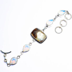Party Gift Sardonyx Milky Opal 925 Silver Jewelry Bracelet 7-8" A-1