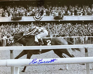 Secretariat  photograph  Ron Turcotte signed  Belmont Stakes 1973 16x20 - Picture 1 of 2