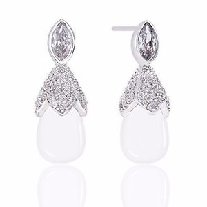 Orrous 18k Gold Plated Simulated Pearl Cubic Zirconia Accented Drop Earrings