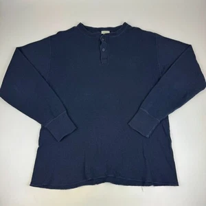 Vintage LL Bean Mens Size L Two-Layer Wool River Drivers Henley Shirt Blue USA - Picture 1 of 6