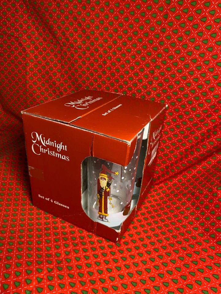 Juego de 4 vasos para beber International Midnight Christmas 16 OZ certificados de colección Foto 1 de 4
