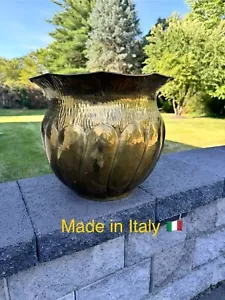 Vintage 1950’s Italian Brass Hand Hammered Planter 12" Tall 14”" Dia - Picture 1 of 17