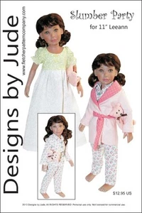 Slumber Party Doll Clothes Sewing Pattern 11" Leeann Dolls - Picture 1 of 4