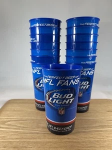 Set of 15 Blue Bud Light Plastic 16 oz. Reusable Cups NFL Logo 2014 Souvenir 6" - Picture 1 of 6