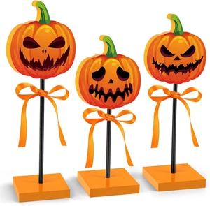 3pcs Halloween Tiered Tray Decor Wooden Pumpkin Signs Indoor Home Party - Picture 1 of 7