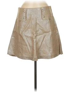 Mayle Women Gold Faux Leather Skirt 8 - Picture 1 of 2