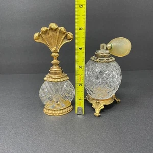 Vintage Stil gebaut verziert Messing Parfüm Flasche Glas Dauber 9" Lüfter & Optimierer - Bild 1 von 9