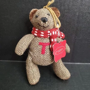 Peluche spina di pesce marrone 6" orsacchiotto "T" monogramma ornamento natalizio NUOVO - Foto 1 di 4