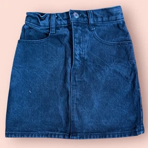 Vintage Guess Black Jean Denim Skirt Youth Girls size 7 USA 90s Retro High Rise - Picture 1 of 3