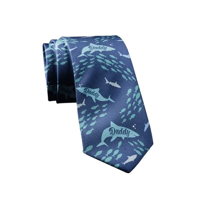 Daddy Shark Necktie Funny Neckties for Men Cool Shark Tie for Dad Mens Novelty - Image 1 of 4