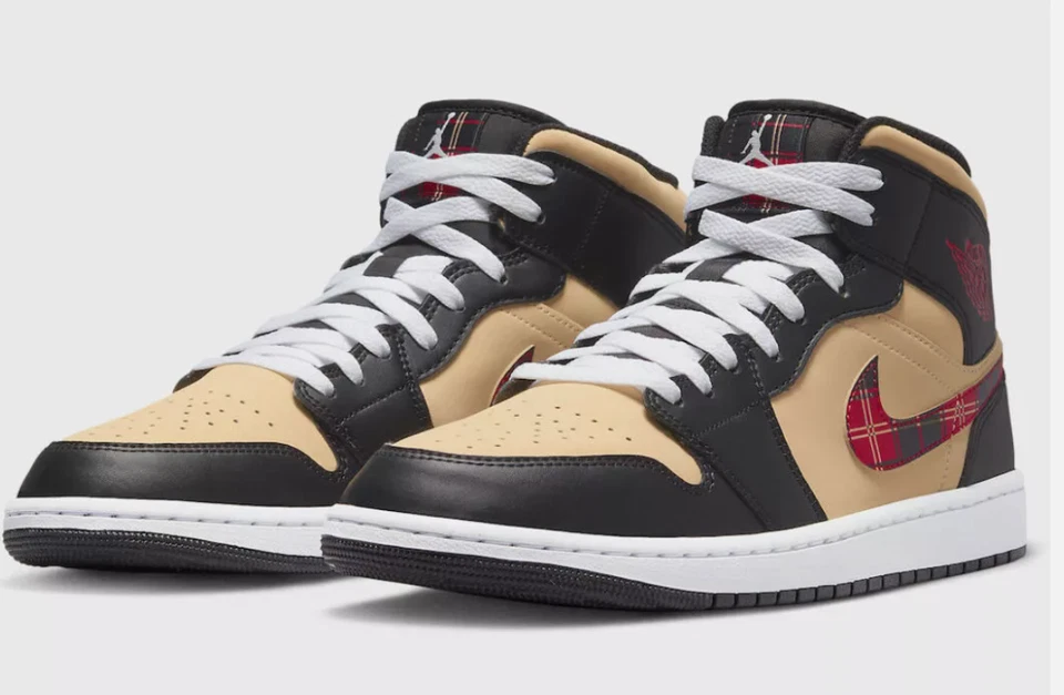 Nuevo Nike Air Jordan 1 Mid SE Zapatos Tartán Swoosh Otoño/Invierno Negro-Marrón TALLAS Foto 1 de 4