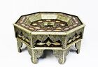 Moroccan Coffee Table Center Piece Brown Authentic Handmade Decor Glass Top 