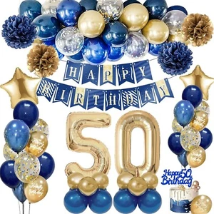 Decorazione Compleanno Festa 50° Compleanno Decorazione Ghirlanda Palloncini 57x Blu B664 - Foto 1 di 7