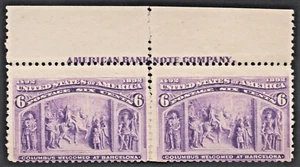 US # 235 *MINT OG H* { 6c COLUMBIAN "IMPRINT PAIR"} WELCOME AT BARCELONA OF 1893 - Picture 1 of 2