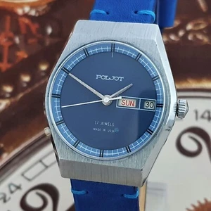 Vintage Watch USSR Poljot Blue Dial Very RARE Soviet WristWatch 2628.H 17jewels - Picture 1 of 19