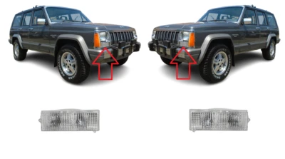 NUOVO PER JEEP CHEROKEE 1984-1996 RIPETITORE INDICATORE DI DIREZIONE ANTERIORE BIANCO SET COPPIA - Immagine 1 di 4