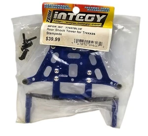 Torre de amortiguador trasero de aleación Integy para Traxxas Stampede T7957 AZUL descontinuada Nuevo de Lote Antiguo - Imagen 1 de 3