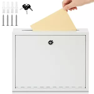 Metal Suggestion Box with Lock and Slot Office Locked Wall Mailbox House Outs... - Picture 1 of 6