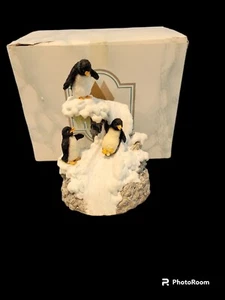 Westland Penguins Sliding on Ice Musical Collectible Plays Talk to the Animals - Picture 1 of 12