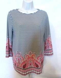 Camicetta tunica bohemien donna piccola nera bianca multicolore Chico's - Foto 1 di 6