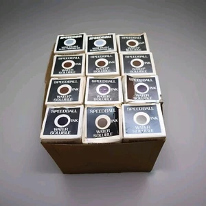 12 SPEEDBALL Block Printing Ink. 2 Silver, 7 Brown, 3 Violet - Picture 1 of 2