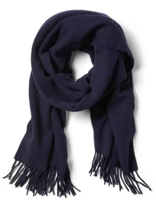 NEW Banana Republic Mens Womens Heathered Navy Blue Soft Wool Scarf Fringe NWT - Picture 1 of 1
