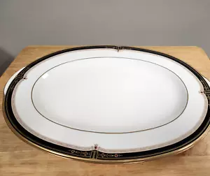Noritake Gold and Sable Bone China #9758 14 3/4" Oval Platter NEW - Picture 1 of 3