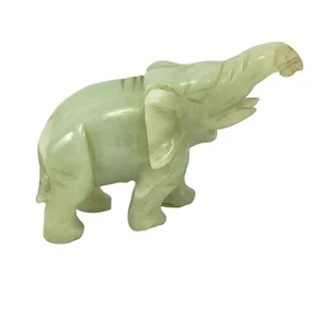 Vintage Jadeite Jade Miniature Elephant Hand Carved 2 Inches - Picture 1 of 8