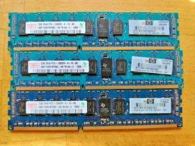 QTY-3, GENUINE HP 2GB 2Rx8 PC3-10600R 1333Mhz ECC DIMM 500202-061500202-161 - Image 1 of 4