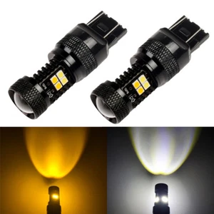 T20 W21W 7443 7444NA White Amber Switchback LED Parking Signal Light + Resistors - Bild 1 von 6