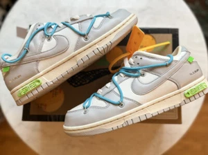 NIKE DUNK LOW x OFF-WHITE Men Size 8 Sail Neutral Grey-Blue DS Brand NEW!!! - Picture 1 of 9