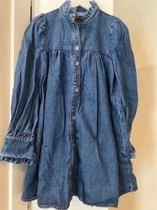 ASOS Denim Smock Dress with ruffled collar - Picture 1 of 10