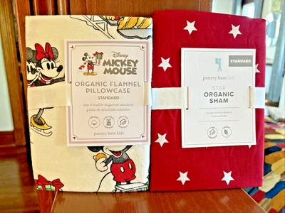 Disney Mickey Mouse Cerámica Granero Navidad Cacahuetes Funda de Almohada Vacaciones Cama JUEGO 2 Foto 1 de 4