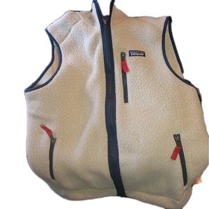 Patagonia Mens Medium Retro-Style Cream Sherpa Fleece Jacket With Zip Pockets - Picture 1 of 5
