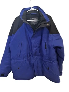 Maxam Mountain Goose Down Insulated Jacket XL Blue Black Winter Ski Coat Parka - Picture 1 of 12