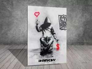 Banksy LOVE OR MONEY Graffiti CANVAS STREET ART PRINT WALL 1033 - Picture 1 of 8
