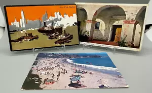 Lot of 3 Vintage Travel Souvenir Post Cards NYC, Laguna Beach, Capistrano CA - Picture 1 of 7