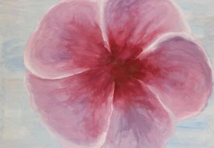 Contemporary surrealist gouache painting flower - Picture 1 of 12
