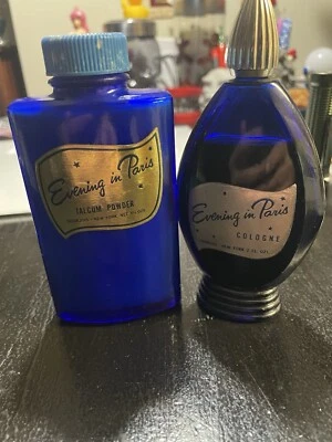 EVENING IN PARIS COLOGNE 2 FL OZ. - PERFUME & TALCUM POWDER 3 1/4 oz. France. ￼ - Image 1 of 4