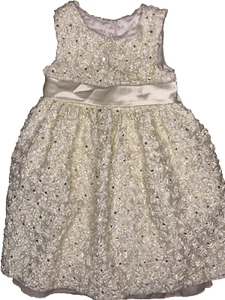 Abito formale bambina pizzo 4T principessa americana bambina beige avorio texture floreale - Foto 1 di 10