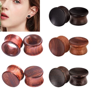 4-10PC Ear Tunnels Plugs Organic Wood Double Flared Ear Gauge Expander Stretcher - Picture 1 of 13