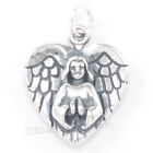 GUARDIAN ANGEL Charm Christmas Pendant HEART WINGS Sterling Silver 925 3D .925