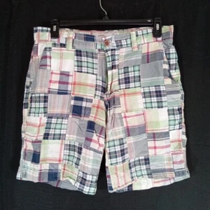 Izod Saltwater Shorts Men 34 Cotton Plaid Patchwork Pocket Beach Vacation Summer - Picture 1 of 6