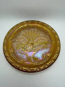 Vintage Indiana Iridescent Amber Carnival Glass 1776-1976 Bicentennial Plate 8" - Picture 1 of 15