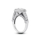 3.67 Ct D-vs2 Princess Natural Certified Diamonds 18k Gold Halo Side-stone Ring