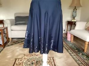 Gorgeous navy sequinned skirt by Caroll of Paris size 14 - Picture 1 of 7