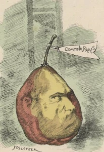 PILOTELL - Karikatur - "La Poire et le Couteau" - kol. Lithographie um 1880 - Picture 1 of 2