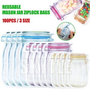 10-100 piezas Reutilizables Jarro Ziplock Bolsas Almacenamiento de Alimentos Sándwich Snack Cremallera Bolsa - Imagen 1 de 12