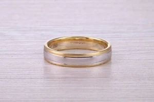 4 mm Wide Two Tone 18ct White and Yellow Gold Wedding Band - Picture 1 of 5
